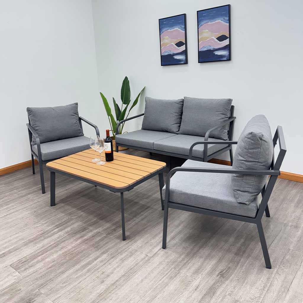 Juego de sala y mesa de aluminio