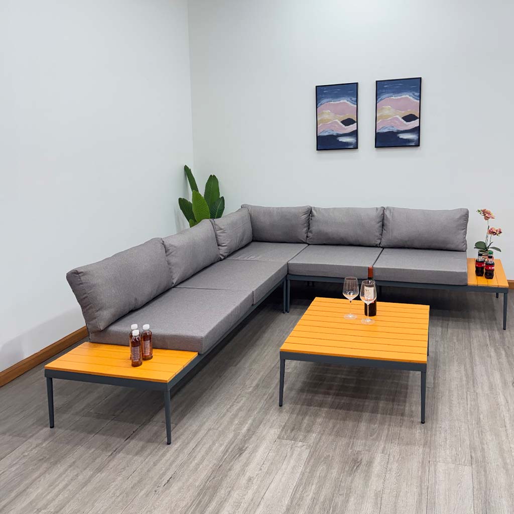 Juego de sala L con mesa