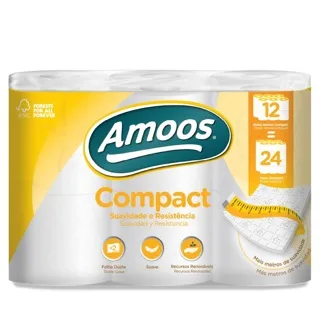 Amoos papel higienico compact doble hoja 266 H 12 rollos paq x 4 - H603212 - 1