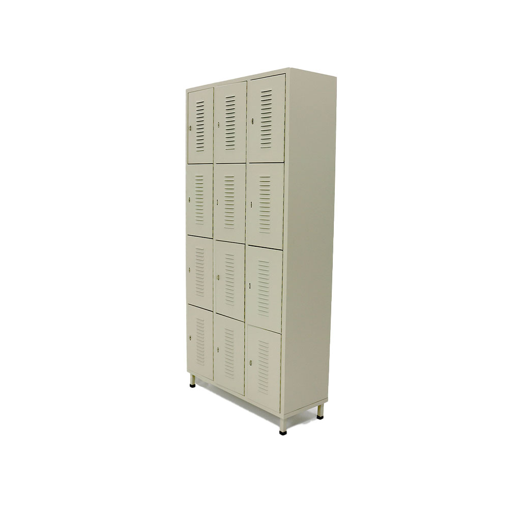 Locker metálico de 12 compartimientos color beige