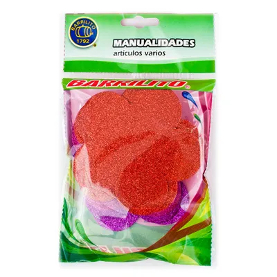 Barrilito calcomania de foamy flor fs003 con pegamento 9.6 cm 10 piezas 3 colores