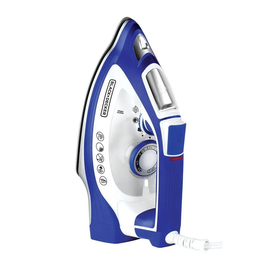 Black + Decker plancha de vapor ceramica resistente a golpes impact azul IR3001