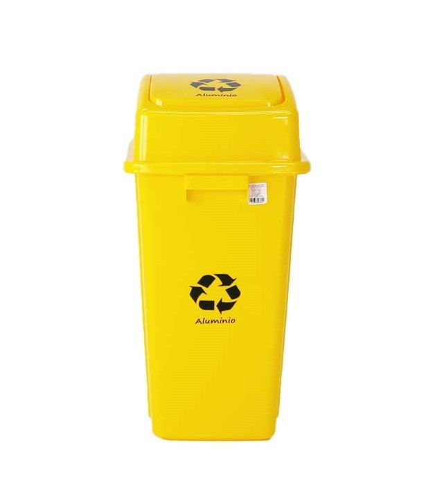 BASURERO C/TAPA VAIVEN 42LTS ALUMINIO AMARILLO