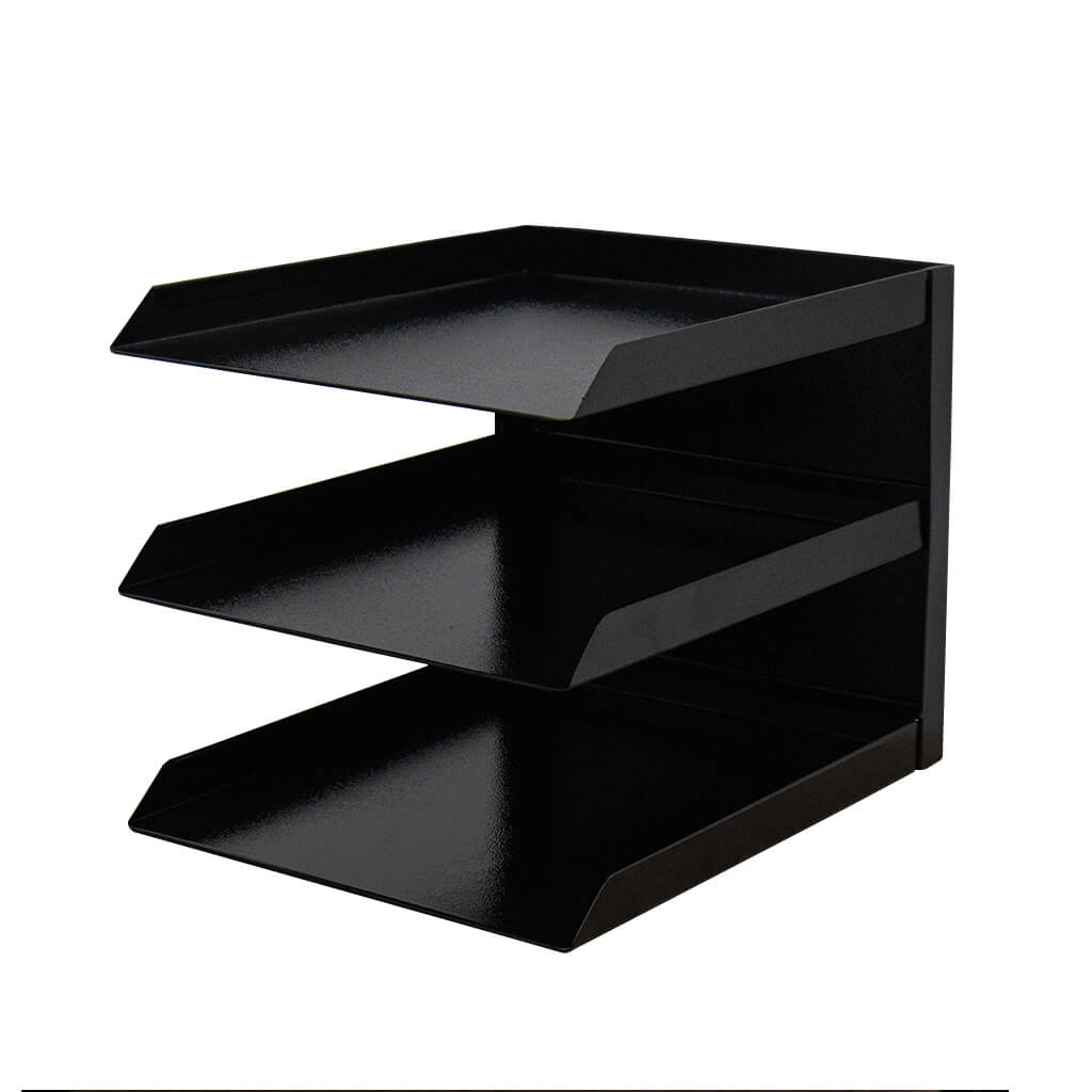 [TK-PM-02] PAPELERA 3 NIVELES NEGRA