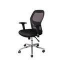 Silla semiejecutiva en malla con base cromada y soporte lumbar