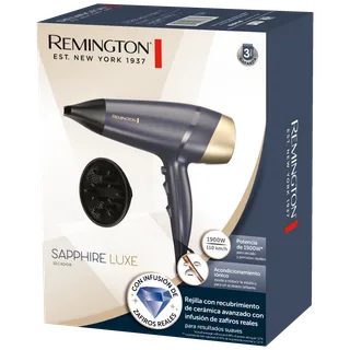 Remington secadora de cabello ceramica infusion zafiro Sapphire Luxe 1900w azul D5805-110 F