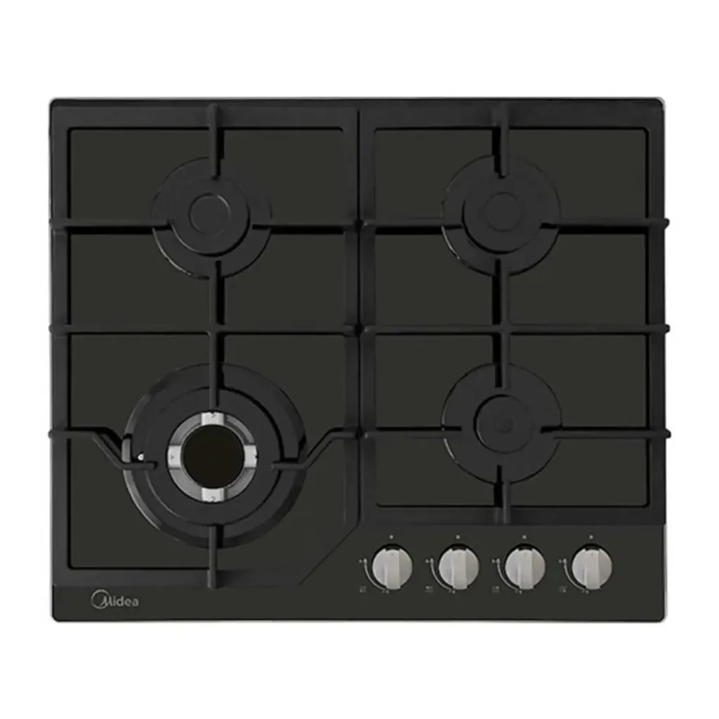 Midea Plantilla De gas empotrable de 24" vidrio Negro MTGB24R3402GG