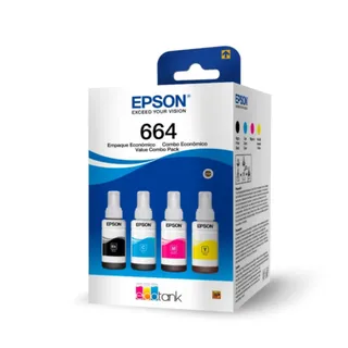 [DTF-EP00895] Epson botella de tinta T664 pack completo de 4 colores negro cian magenta y amarillo - T664520-4P