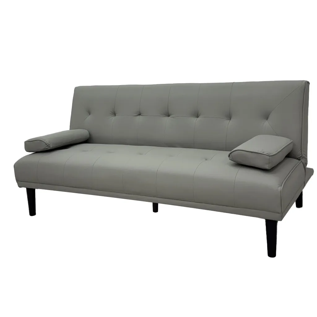 SOFÁ CAMA CUERO SINTETICO GRIS