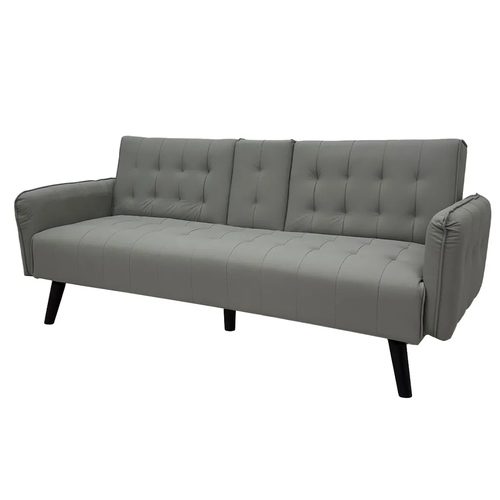 SOFÁ CAMA CUERO SINTETICO GRIS