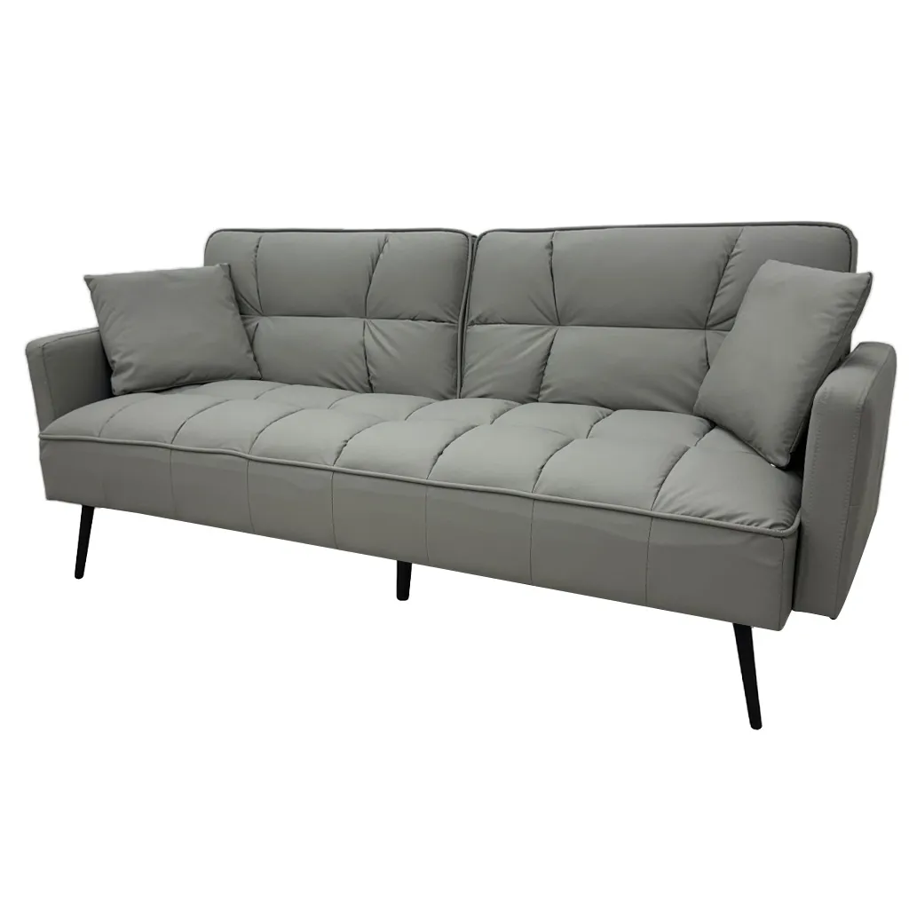 SOFÁ CAMA CUERO SINTETICO GRIS