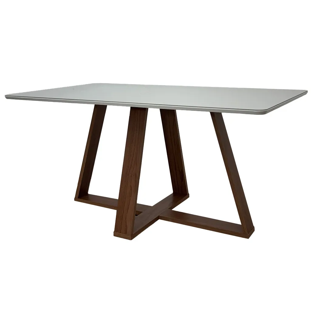 MESA COMEDOR 160CM C/VIDRIO CANELA